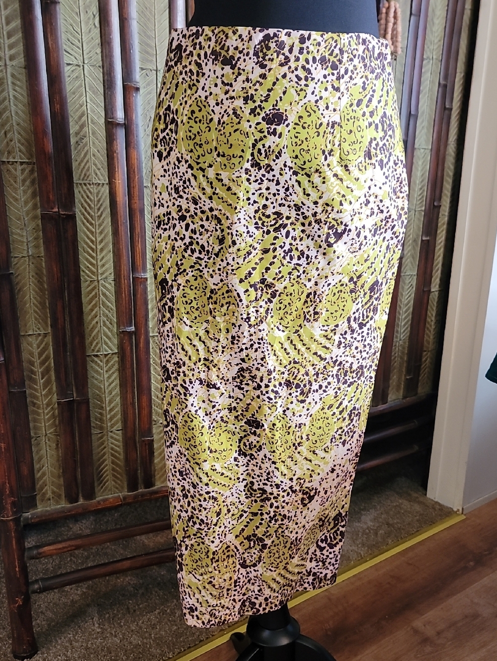 Lime & Ivory Animal Print Ankara Midi Skirt